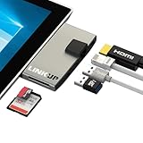 LINKUP - Microsoft Surface Pro 7対応 SDカード マイクロメモリーリーダーアダプターハブ| 5-in-1 ドッキングステーション| 4K HDMI、SD/MicroSDカードスロット、2 x USB-A 3.0、1 x USB-Cポート|