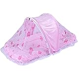 スリーピングパッド昆虫ネッティングベビーベッドと折り畳み式の蚊帳-ピンク