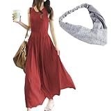 Bright J's（ブライトジェイズ） マタニティ マキシワンピース フェミニン 体型カバー リラックス 部屋着 (オリジナルヘアバンド付き) レディース (ワイン)