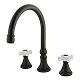 Kingston Brass KS2345PX Heritage Roman Tub Filler with Porcelain Cross Handle, Oil Rubbed Bronze [並行
