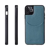 HANATORA for iPhone 14ProMax ケース 本革 耐衝撃 スマホケース スマホ コードホルダー 付き シュリンクカーフレザー ギフト マグネットなし シアン CPG-14ProMax-Cyan