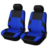 KeiSquare 【現役整備士推薦】 シートカバー 車 カー 用品 汎用 運転席 助手席 2枚セット アクセサリー 座席 自動車 伸縮 フロント (Blue)