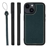 HANATORA for iPhone 14 ケース 本革 日本製 耐衝撃 スマホケース スマホ ストラップ 付き シュリンクカーフレザー ギフト マグネットなし グリーン SPGJP-14-Green
