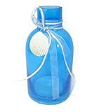 海の色 貝殻 モチーフ付き かわいい ガラス製 フラワーベース ブルー