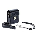 MOSSLIAN デジタルカメラケースPanasonic DC-TZ95D/DC-TZ95/DC-TZ90/DMC-TZ85,Canon PowerShot SX740 HS/SX720 HS/SX620 HS/EOS M200/M100,Nikon COOLPIX A1000/A900 汎用 高級PU製カメラバッグ ハンドストラップ付き (ブラック)