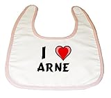 Baby Bib with I Love Arne (first name/surname/nickname) by Shopzeus