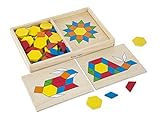 Melissa & Doug Pattern Blocks and Boards - Classic Toy With 120 Solid Wood Shapes and 5 Double-Sided