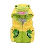 FYX 秋冬物 子供ベスト 動物ベスト モコモコファー蛙 パンダ 男女兼用 軽量 通園 通学 保温 防寒 (10, 蛙（グリーン）)
