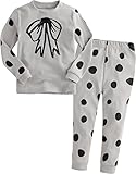 [Vaenait Baby]キッズ12ヶ月-9歳綿100％ルームウェア長袖パジャマ寝間着上下セット Dot Bow Grey M