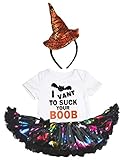[キッズコーナー] ハロウィン Suck Your Boob ホワイト パンプキン 子供コスチューム、子供のチュチュ、ベビー服、女の子のワンピースドレス Nb-18m (ホワイト, Small) [並