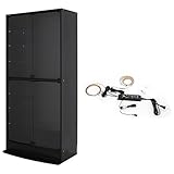 【福袋】【地球家具】フィギュアラック「ワイド」新シリーズセット 幅83cm 奥行39cm 【正規品】[鍵付きコレクションケース] [耐震]（開き戸 ハイタイプ本体+LEDセット） ブラック