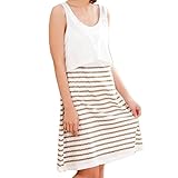 【 アウトレット 】(マーシェル) Marshel おしゃれ 授乳服 マタニティ ワンピース 重ね着風 きれいめ ワンピ 授乳 楽ちん ホワイトXブラウン XL