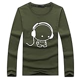 【Smile LaLa】 メンズ レディース ユニセックス キャラ プリント Tシャツ カットソー 長袖 ロンT シンプル カジュアル かわいい (グリーン, 5XL)