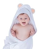 Brightgiggles Hooded Baby Bath Towel - 2 Bamboo Baby Washcloths - Organic - Cotton - Bamboo - Soft- 