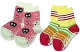 ベビーストーリー 2足組 スカル&ボーダー クルーソックス ピンク 9cm - 12cm 1136-41 脱げにくい仕様 日本製