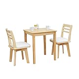 幅60cm ダイニングテーブルセット3点 回転椅子 meri60-3-hop371 2人掛け　クリア ナチュラル 白木