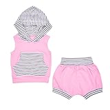 Allouli ベビースポーツノースリーブフード付きベスト+ショーツ服セット0-18M