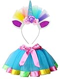 loveyal Little Girls Layered Rainbow Tutuスカートwith Unicorn Hornヘッドバンド M,2-4 Years マルチカラー Tutus