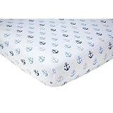 Little Love by NoJo Separates Collection 6 Piece Anchors Printed Crib Sheet, Navy, 52 x 28 by NoJo [