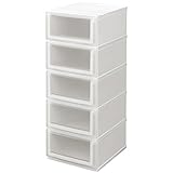 日本製 収納ケース 収納チェスト くもりガラスのような前面パネル クリアチェスト (35cm幅 5段)