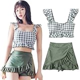 [catnow] 水着 レディース 体型カバー ビキニ 2点セット バックシャン バックフリル かわいい おしゃれ セパレート 可愛い カバ