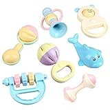Baby Rattleおもちゃセット – Grab And Spin Rattle ' n Rock ShakerリングHand Bellおもちゃ新生児の、乳児幼児保育園ギフトPlayセットby Pe