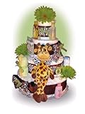 Diaper Cake - Safari Theme Handmade By Lil Baby Cakes - For Baby Boy or Baby Girl - Use As Baby Show