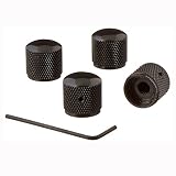 Chrome Dome Knob 4PCS - 4 Pieces Chrome Brass Dome Knob for Guitar or Bass (4pcs Black dome knobs in
