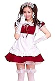 [Sharphon] メイド服 ワンピース 可愛い おおきいサイズ かわいい コスプレ 半袖 ロリータ メイド 衣装 フリル ウェイトレス エプロン 3点セット