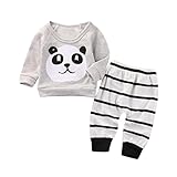 杜屋トヤ　新生児服　ルームウェア　上下セット　パンダ　ボーダー　長袖Ｔシャツ　パンツ　かわいい　洋式　秋　冬　カジュアル　遊び　お出かけ　プレゼント　女の子　男の子　ユニセックス　赤ちゃん　70/80