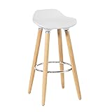 SoBuy ??ホワイトABSプラスチックバースツール、キッチン朝食Barstool with木製脚、fst34-w by SoBuy