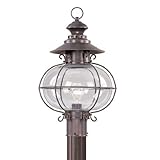 Livex Lighting 2226-07 Outdoor Post with Hand Blown Clear Glass Shades, Bronze [並行輸入品]