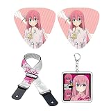 ぼっち ざ ろっく ギター ピック ギターストラップ キーホルダー ４点セット 楽器モチーフ 絶妙なクラフト 演出用 道具 小物 後藤ひとり 伊地知虹夏 山田リョウ 喜多郁代 カワイイ ギター飾りキーホルダーです ギター・ストラップ 贈り物です (B) [並行輸入品]