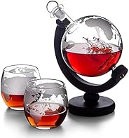 アイスバーグウイスキーデカンターとグラスセット、2ガラスタンブラー付き無鉛クリスタルウイスキーデカンター、船のギフトセット付きウイスキーグローブ男性、父、兄弟のためのアルコールギフト