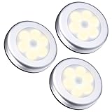Lucktao LED 人感 センサーライト キッチンライト 電池式 省エネ 自動点灯 消灯 磁石&粘着テープ付き ワイヤレス 小型 階段/廊下/玄関/トイレ 室内照明用 足元ライト 電球色 3個セッ