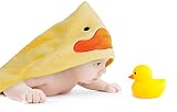 Hooded Bath Towel and Rubber Ducky Set, Newborn to Toddlers, Boys or Girls - Great Baby Shower Gift 