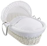 Clair de Lune Stardust White Wicker Moses Basket (White) by Clair de Lune