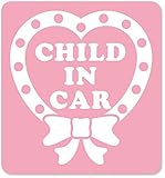 imoninn CHILD in car ステッカー　【マグネットタイプ】　No.09　ハートリボン　（ピンク色）
