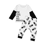 Tovadoo 子供服 ベビー服 男の子 トップス+ズボン セットアップ 長袖 秋冬 パイナップル柄 アルファベット ファッション 部屋着 保育園 旅行