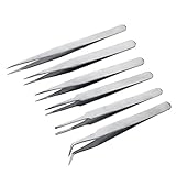 TotaLohan ピンセット 6本入り(ストレート&先丸&先曲がり)収納袋付き ツイーザー ステンレス