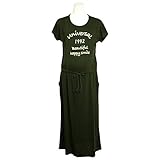 授乳服 マタニティ 半袖 ワンピース 授乳口付 カレッジ風 マキシワンピース カーキ-M2812 M