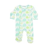 Carley大麦for女の子または男の子Baby Organic Green Whale Footedパジャマスリーサイズ0 – 3 Months