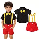 [Moerstar] 蝶 ネクタイ 男の子 コスプレ ハロウィン コスチューム 赤ちゃん 幼児 ベビー ドレスアップＴシャツ マウス ハロウィン マウス クリスマス パーティー 誕生日 プレゼント (上下セット, 推奨身長100CM)