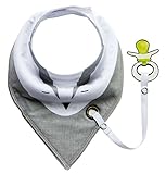 (ラボーグ)La Vogue ベビー ビブ 三角 よだれかけ スナップ スタイ 赤ちゃん 女の子 男の子おしゃぶりホルダー付き キッズ バンダナ かわいい グレー
