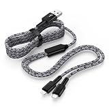 2in1 iPhone 充電ケーブル 1.2m 充電ケーブル 2.4A&3A 急速充電 USB-A to USB-C & Lightning ケーブル ライトニングケーブル Type-c アイフォン usb 充電コード 高耐久ナイロン編み 2台同時充電対応 iPhone 16/15/14/13/ Pad/USB-C 機器対応 ブラック