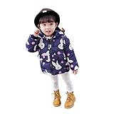 Burning Go ベビー服 子供服 コート ウサギ柄 ダウンコート ジャケット フード付き 可愛い 防寒コート 冬