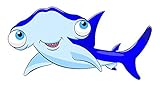 Wallmonkeys WM359250 Cartoon Hammerhead Shark Peel and Stick Wall Decals (72 in W x 38 in H) [並行輸入品]