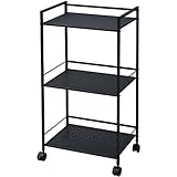 山善(YAMAZEN) キャスター付き スチールラック 3段 ブラック CPR-80433C(BK)