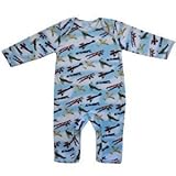 Powell Craft 100% Cotton Vintage Aeroplane Spitfire Design Jumpsuit Long Sleeve Baby Boys Romper - 0