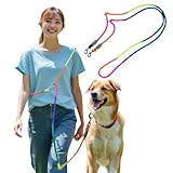 Fun Time For Dogs 犬 リード ショルダーリード 肩掛け ハンズフリー 犬用 ロープ 2.8m 中型犬 大型犬 多機能 6Way (太さ1.2㎝/レインボー)
